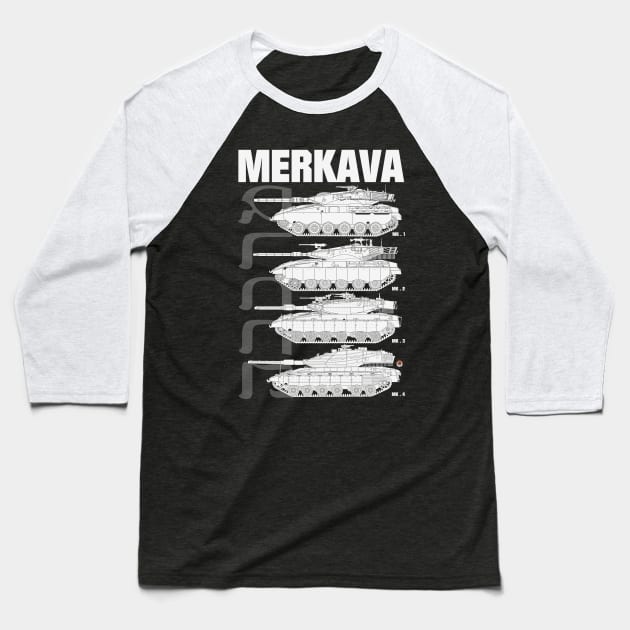 Merkava Mk1, Mk2, Mk3 and Mk4 on the same design Baseball T-Shirt by FAawRay